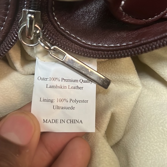 BOLSA Red brown Lambskin Leather clutch ~ EUC reddish clay color - Picture 4 of 8